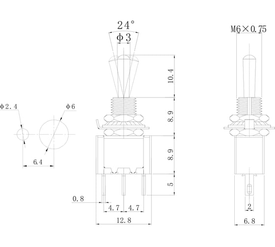 Тумблер REXANT 250v 3а (3c) on-off-on однополюсный micro (mts-103) 36-4011