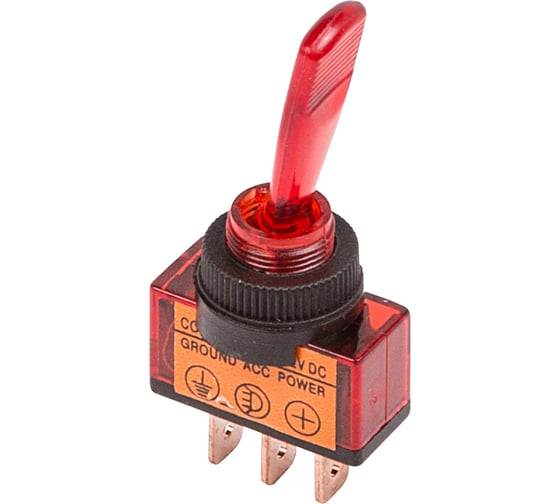 Тумблер REXANT 24v 20а (3c) on-off однополюсный с красной подсветкой (asw-13d) 36-4390