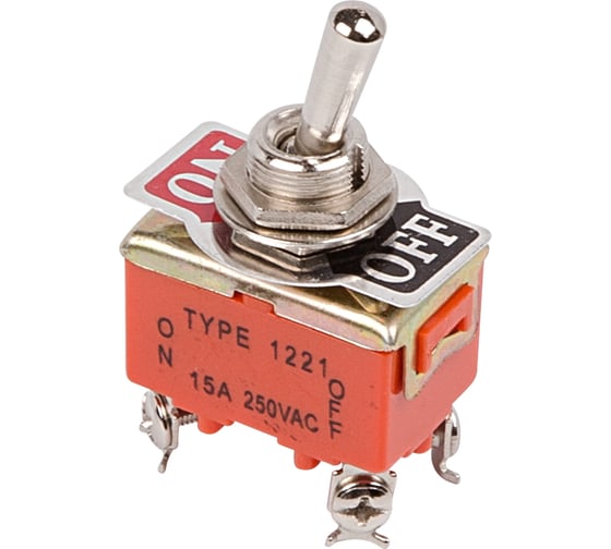 Тумблер REXANT 250v 15а (4c) on-off двухполюсный (kn-201) 36-4130 1