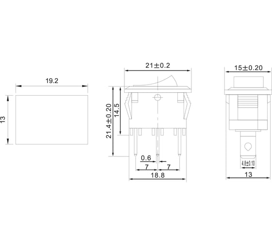 Клавишный переключатель REXANT 250v 6а (3с) on-on черный mini (rwb-202, sc-768) 36-2130