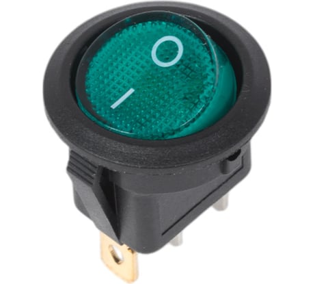 Клавишный круглый выключатель REXANT 12v 20а (3с) on-off зеленый с подсветкой (rwb-214) 10 шт 36-2588