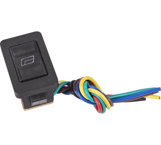 Клавишный переключатель (стеклоподъемника) REXANT 12v 20а (6с) (on)-off-(on) черный с подсветкой и проводом (asw-21d) 36-4430 1