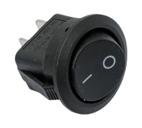 Клавишный круглый выключатель REXANT 250v 6а (2с) on-off черный (rwb-212, sc-214, mrs-102-8) 36-2550