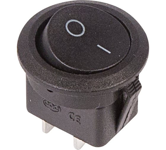 Клавишный круглый выключатель REXANT 250v 6а (2с) on-off черный (rwb-212, sc-214, mrs-102-8) 36-2550