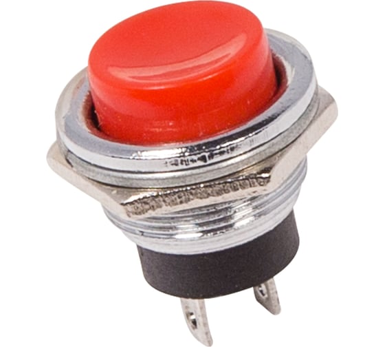 Выключатель-кнопка REXANT металл 250v 2а (2с) off-(on) d16.2 красная (rwd-306) 36-3351