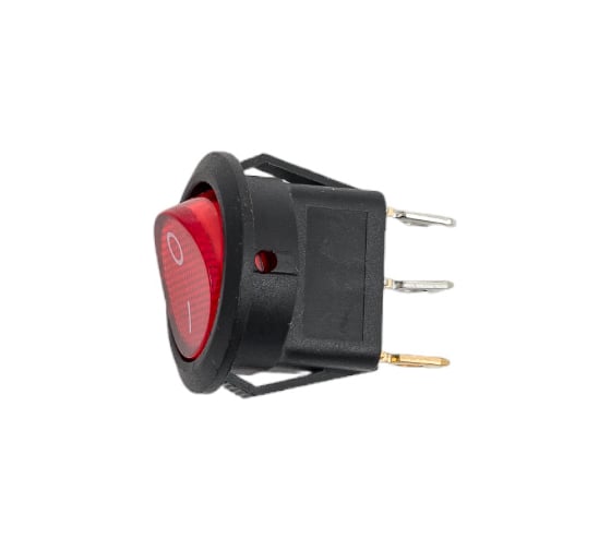 Клавишный круглый выключатель REXANT 12v 20а (3с) on-off красный с подсветкой (rwb-214) 36-2585