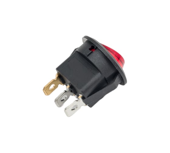 Клавишный круглый выключатель REXANT 12v 20а (3с) on-off красный с подсветкой (rwb-214) 36-2585