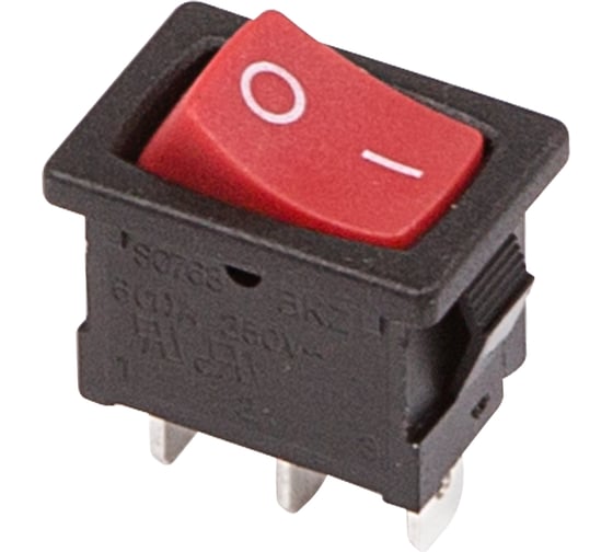Клавишный переключатель REXANT 250v 6а (3с) on-on красный mini (rwb-202, sc-768) 36-2131 1