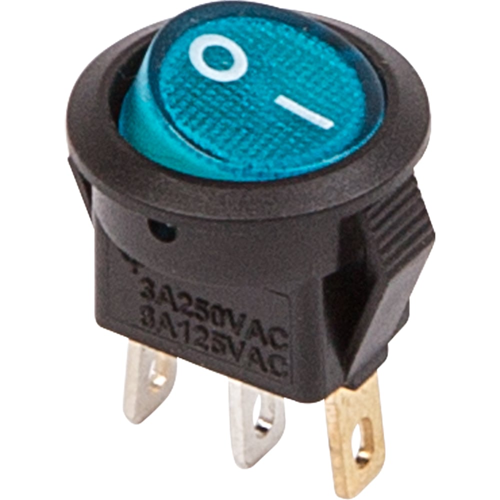 Клавишный круглый выключатель REXANT 250v 3а (3с) on-off синий с .