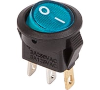 Клавишный круглый выключатель REXANT 250v 3а (3с) on-off синий с подсветкой micro (rwb-106, sc-214) 36-2531