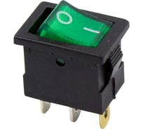 Клавишный выключатель REXANT 12v 15а (3с) on-off зеленый с подсветкой mini (rwb-206-1, sc-768) 36-2173