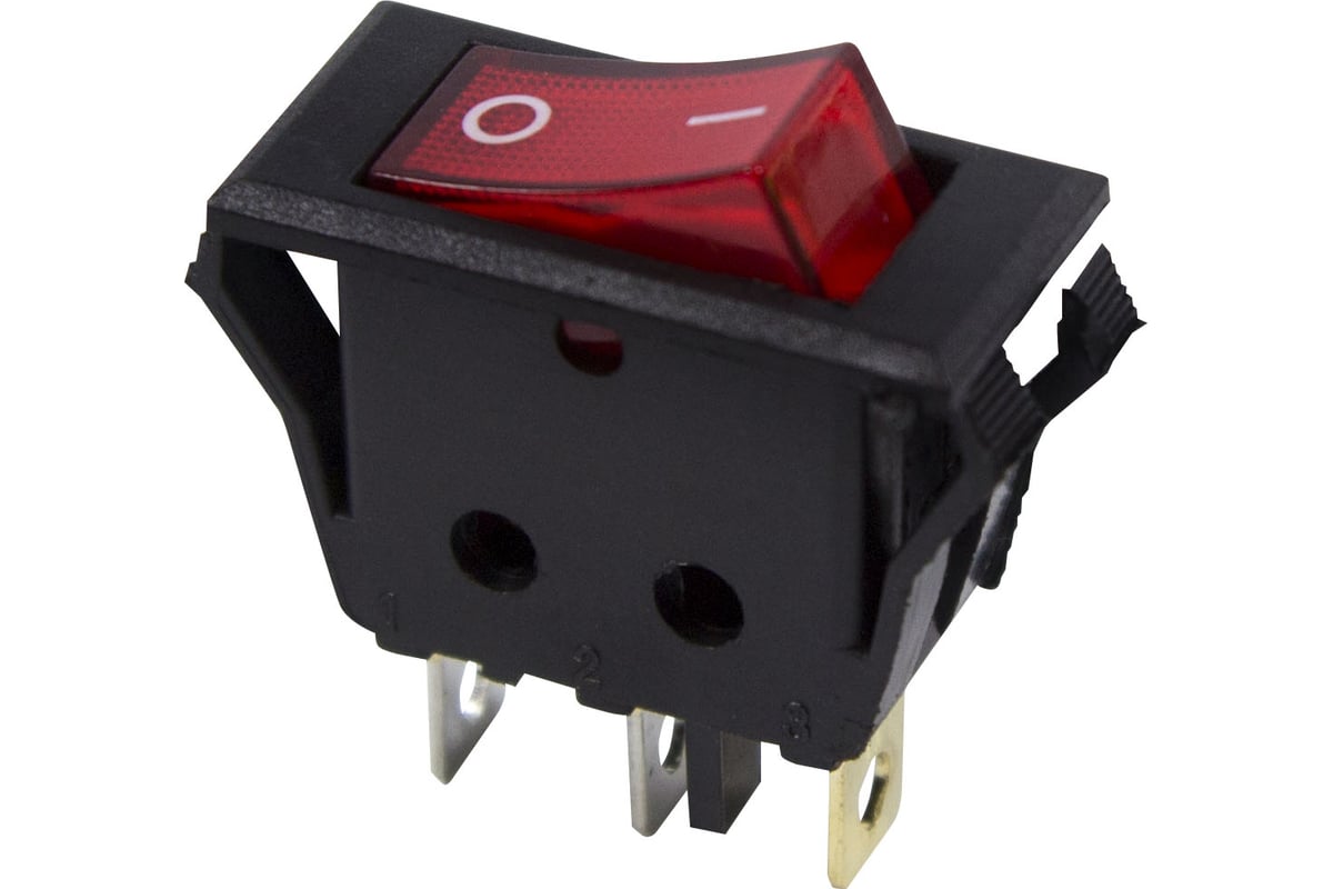 Клавишный выключатель REXANT 250v 15а (3с) on-off красный с подсветкой ...
