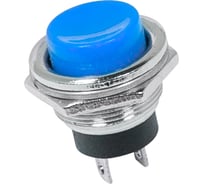 Выключатель-кнопка REXANT металл 250v 2а (2с) off-(on) d16.2 синяя (rwd-306) 36-3352
