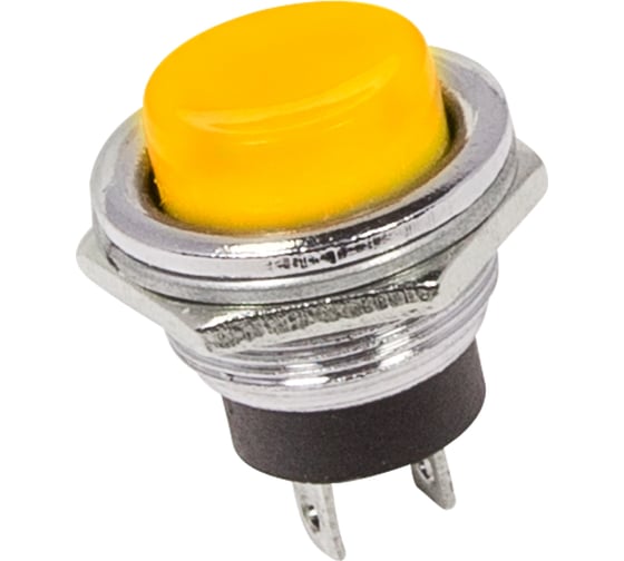 Выключатель-кнопка REXANT металл 250v 2а (2с) off-(on) d16.2 желтая (rwd-306) 36-3354