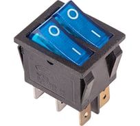 Клавишный выключатель REXANT 250v 15а (6с) on-off синий с подсветкой двойной (rwb-511, sc-797) 36-2411
