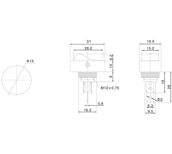 Клавишный выключатель REXANT 12v 30а (3с) on-off черный овал с красной led подсветкой (rwb-523, asw-20d) 36-2670