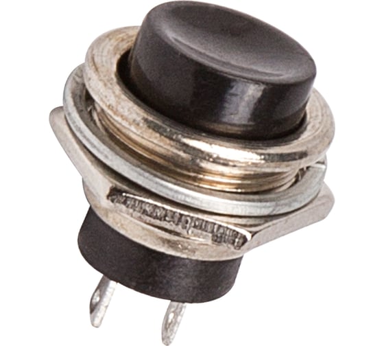 Выключатель-кнопка REXANT металл 250v 2а (2с) off-(on) d16.2 черная (rwd-306) 36-3350