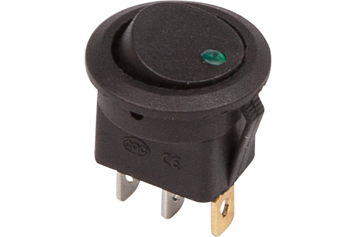 Клавишный круглый выключатель REXANT 12v 20а (3с) on-off черный с ...