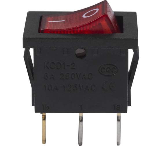 Клавишный выключатель REXANT 24v 15а (3с) on-off красный с подсветкой mini 36-2165