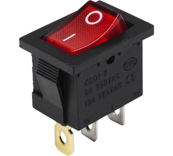 Клавишный выключатель REXANT 24v 15а (3с) on-off красный с подсветкой mini 36-2165