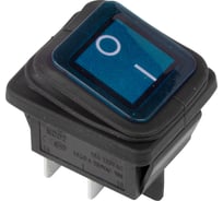 Клавишный выключатель 250В, 15А, (4с), вкл-выкл, синий с подсветкой, влагозащита (RWB-507), 10 шт. REXANT 36-2361