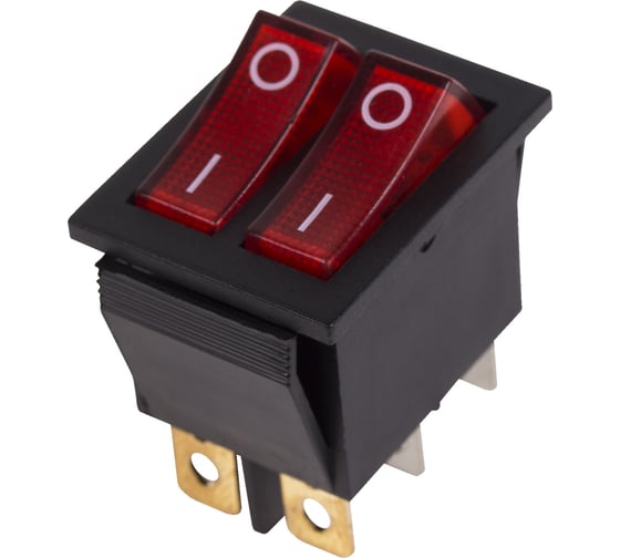 Клавишный выключатель REXANT 250v 15а (6с) on-off красный с подсветкой двойной (rwb-511, sc-797) 36-2410 1