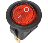 Клавишный выключатель 250В, 6А, (3с), вкл-выкл, красный, с подсветкой (RWB-214, SC-214, MIRS-101-8), круглый, 10 шт. REXANT 36-2570