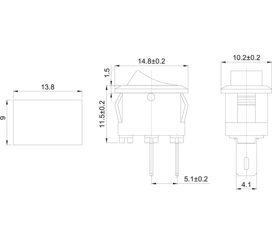 Клавишный выключатель REXANT 250v 3а (2с) on-off красный micro (rwb-101) 36-2011