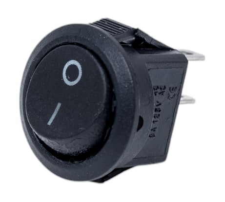 Клавишный круглый выключатель REXANT 250v 3а (2с) on-off черный micro (rwb-105, sc-214) 10 шт 36-2510