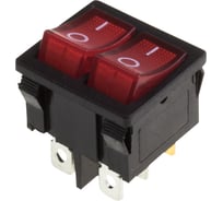 Клавишный выключатель REXANT 250v 6а (6с) on-off красный с подсветкой двойной mini (rwb-305) 36-2160