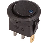 Клавишный выключатель 12В, 20А, (3с), вкл-выкл, черный, с синей подсветкой (RWB-215, MIRS-101Е-8С/D), круглый, 10 шт. REXANT 36-2581