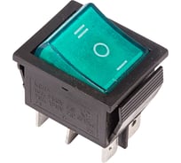 Клавишный переключатель REXANT 250v 15а (6с) on-off-on зеленый с подсветкой и нейтралью (rwb-509, sc-767) 36-2392
