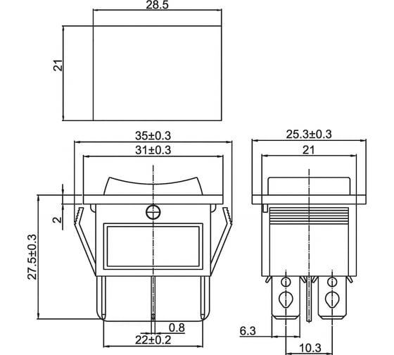 Клавишный переключатель REXANT 250v 15а (6с) on-off-on зеленый с подсветкой и нейтралью (rwb-509, sc-767) 36-2392