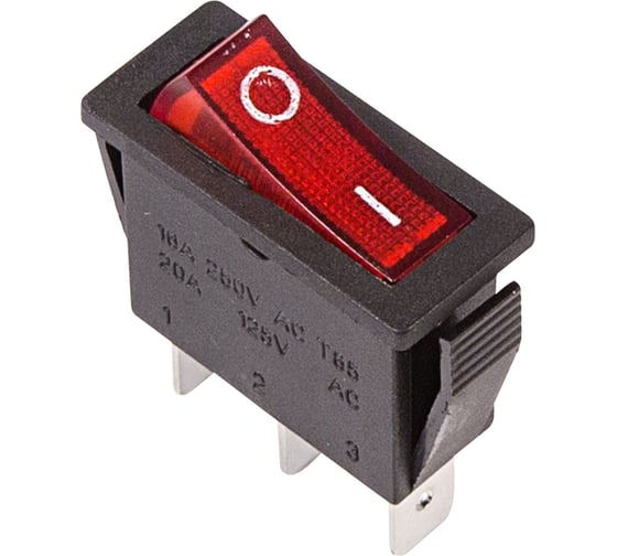 Клавишный выключатель REXANT 250v 15а (3с) on-off красный с подсветкой (rwb-404, sc-791, irs-101-1c) 36-2210