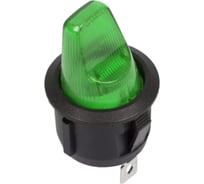 Клавишный выключатель 12В, 16А, (3с), вкл-выкл, зеленый с подсветкой (RWB-224, SС-214), круглый, 10 шт. REXANT 36-2593