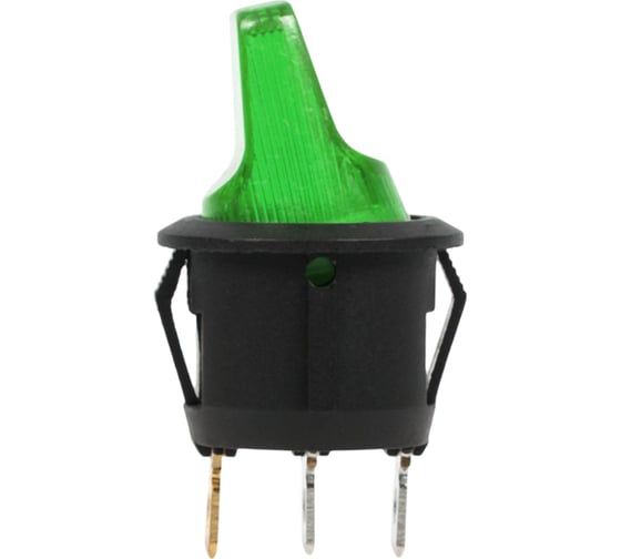 Клавишный круглый выключатель REXANT 12v 16а (3с) on-off зеленый с подсветкой (rwb-224, sс-214) 36-2593