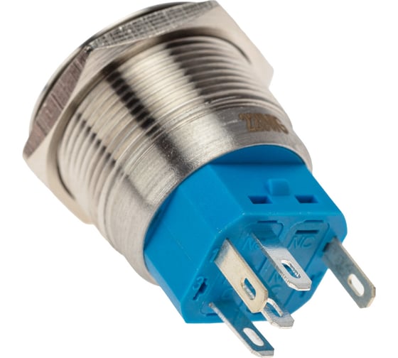 Антивандальная кнопка REXANT d22, 250В, без фиксации, (5с), OFF-(ON)/ON-(OFF), подсветка зеленая 36-3533