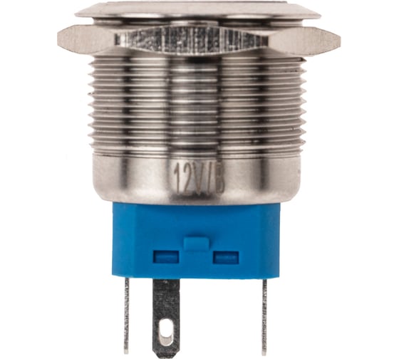 Антивандальная кнопка REXANT d22, 12В(LED), без фиксации, (5с), OFF-(ON)/ON-(OFF), подсветка синяя, 10 шт. 36-3511