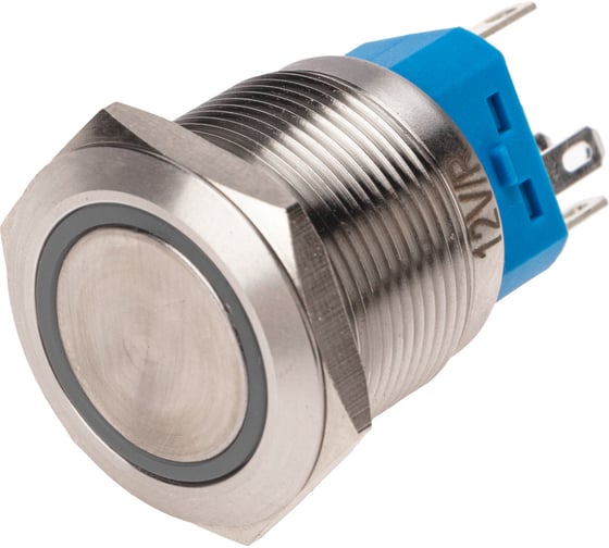 Антивандальная кнопка REXANT d22, 12В(LED), без фиксации (5с), OFF-(ON)/ON-(OFF), подсветка красная, 10 шт. 36-3510