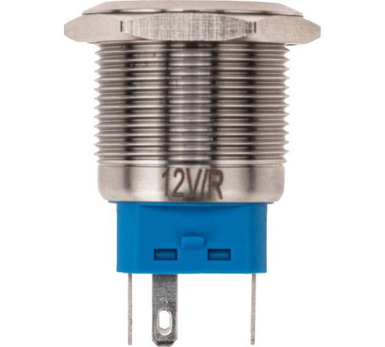 Антивандальная кнопка REXANT d22, 12В(LED), без фиксации (5с), OFF-(ON)/ON-(OFF), подсветка красная, 10 шт. 36-3510