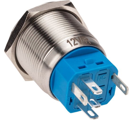 Антивандальная кнопка REXANT d22, 12В(LED), без фиксации (5с), OFF-(ON)/ON-(OFF), подсветка красная, 10 шт. 36-3510