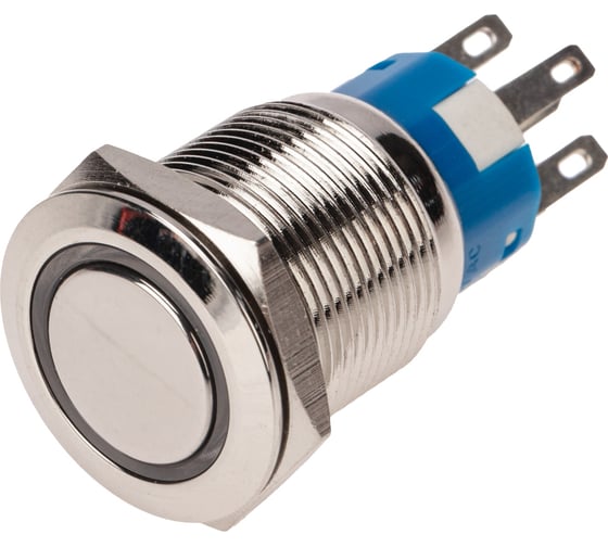 Антивандальная кнопка REXANT d19, 12В(LED), с фиксацией (5с), OFF-ON/ON-OFF, красная подсветка, 10 шт. 36-3420