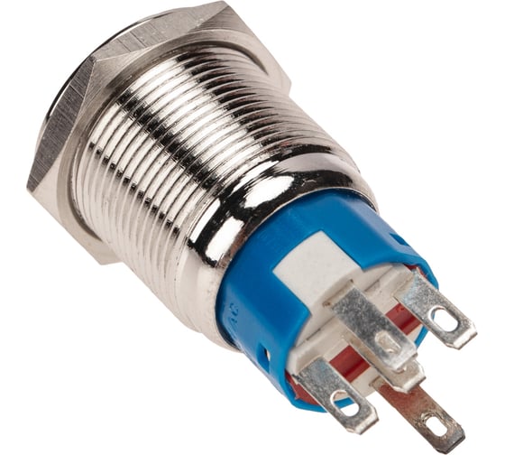 Антивандальная кнопка REXANT d19, 12В(LED), с фиксацией (5с), OFF-ON/ON-OFF, красная подсветка, 10 шт. 36-3420