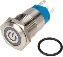 Антивандальная кнопка REXANT ø16 250в б/фикс (5с) off-(on) / on-(off) плоская подсв/красная power (a-16-f5) 10 шт 36-3243 28571336