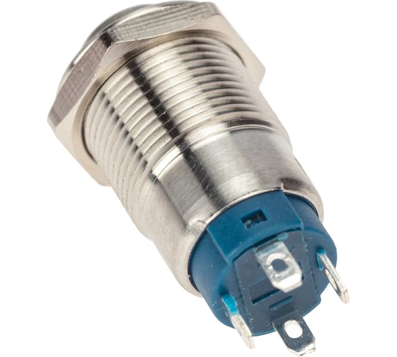 Антивандальная кнопка REXANT d12, 12В(LED), с фиксацией (4с), OFF-ON, синяя (A-12-C2), 10 шт. 36-3221