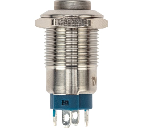 Антивандальная кнопка REXANT d12, 12В(LED), с фиксацией (4с), OFF-ON, синяя (A-12-C2), 10 шт. 36-3221