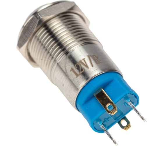 Антивандальная кнопка REXANT d12, 12В(LED), без фиксации (4с), OFF-(ON), красная (A-12-C2), 10 шт. 36-3210