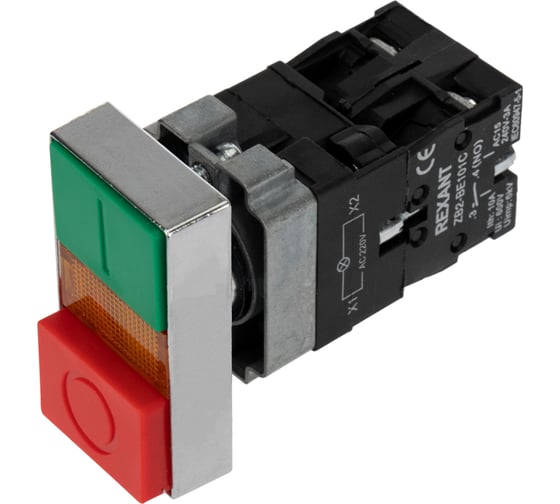 Кнопка REXANT lay5 "i-o", прямоугольная, 230 в, no+nc 36-5541 1