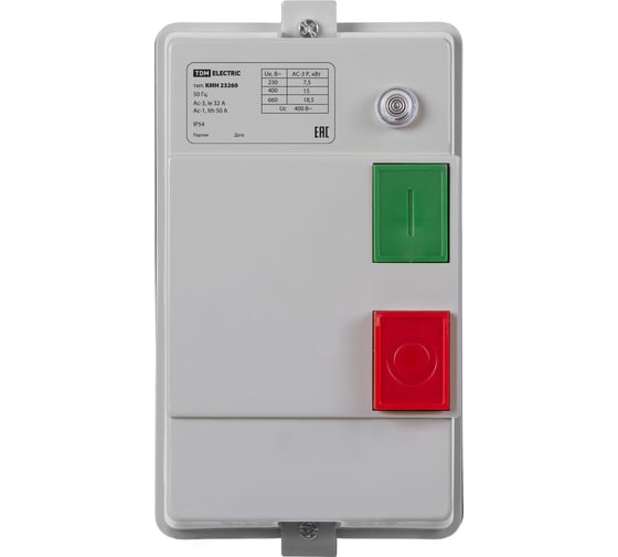 Контактор TDM ELECTRIC КМН23260 32А в оболочке с индикатором Ue=380В/АС3 IP54 SQ0709-0030