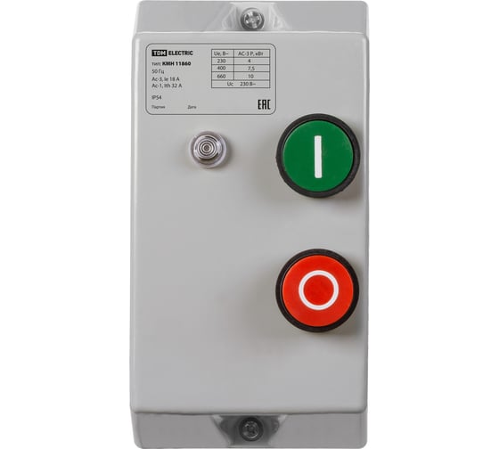 Контактор TDM КМН11860 18А в оболочке с индикатором Ue=220В/АС3 IP54 SQ0709-0025